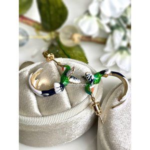 18kt Gold plated Hummingbird Earrings ~Bird Earrings ~  Hoop Earrings ~ in box
